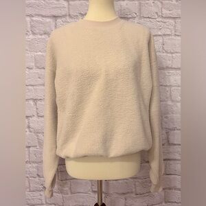 Good American Sherpa Fleece Crewneck Sweater